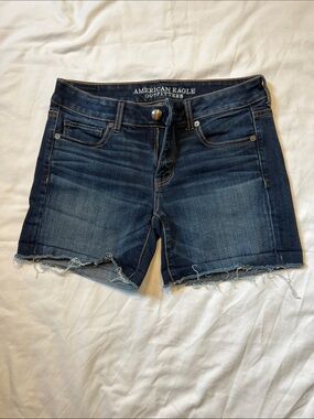 American Eagle Outfitters Navy Blue Raw Hem Denim Shorts